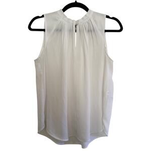 Banana Republic White Front Peep Hole Sleeveless Office Pleated Shell Blouse-S